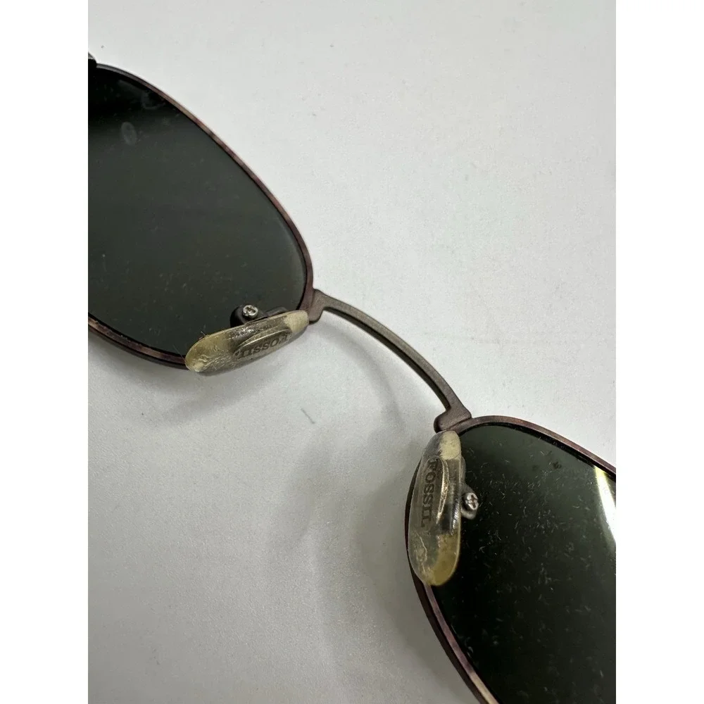 VTG Fossil Francis Oval Sunglasses Tortoiseshell Green Lenses‎ Y2K